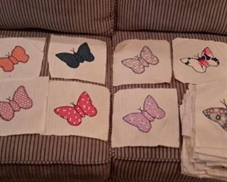Handmade quilt blocks...around 100! All butterflies.