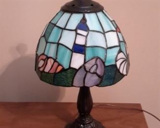 Stained glass lighthouse lamp