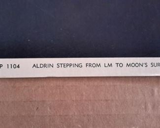 Vintage lithograph "Aldrin Stepping from LM to Moon's Surface"