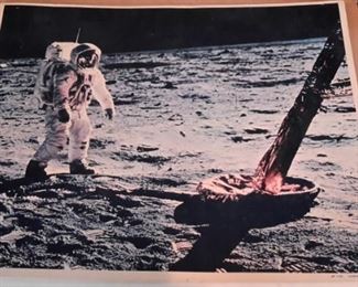 Vintage lithograph "Aldrin & LM Leg on the Moon"