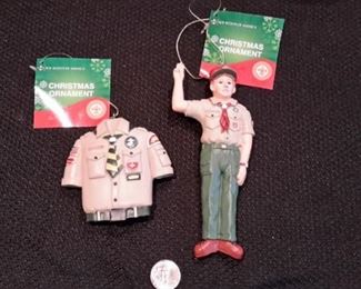 Boy Scout ornaments.