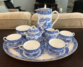 Royal Worcester fine porcelain coffee set. Full service for four with tray.