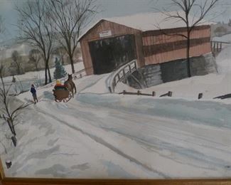 Covered bridge under the snow