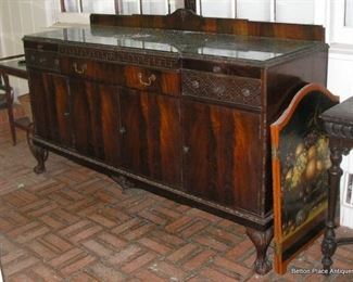 Large Sideboard with Glass on top 5 ft 11 inches wide, 22 1/2 deep and 3 2 1/2 inches tall.