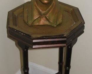 Bronze Plaster Bust on Small Plant Stand