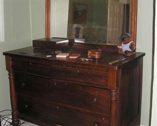 Mahogany Victorian era Chest Drawers with Mirror, 4 ft 3 inches wide, 24 inches deep and 36 inches tall without mirror