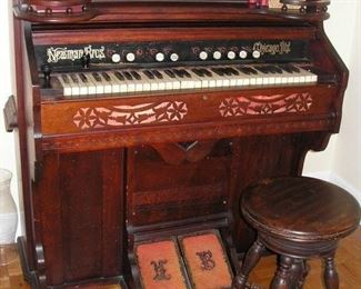 Newman Bros Antique Oak Organ with stool