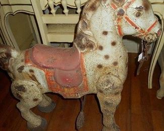Metal antique push pedal horse