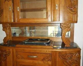 English mirrored marble top buffet