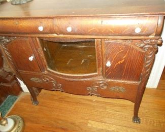 Antique tiger oak buffet with mirror