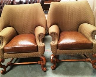 Pair of leather and cloth chairs Ferguson Copeland
