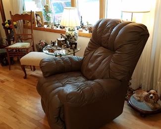 Leather recliner, lamp tables, etc. in Living Room