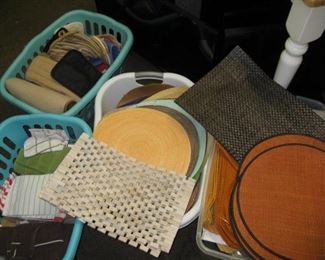 place mats, napkins, kitchen towels, hot pads, coasters