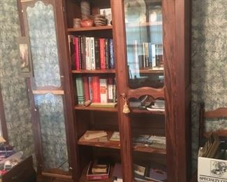 antique bookcase, books