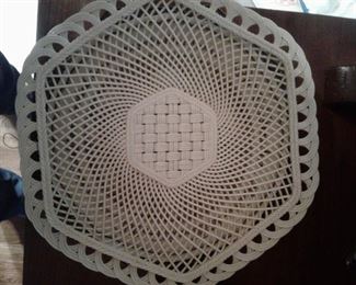 Belleek basketweave cake plate