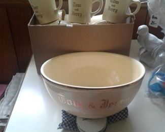Tom and Jerry cups and bowl