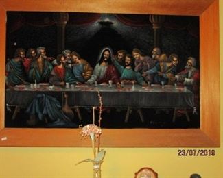 Large velvet Last Supper framed art