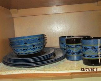 Blue Arcoroc dinner set