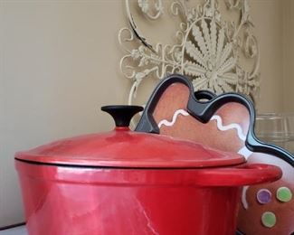 Cast iron oval Dutch oven and giant cookie or brownie pans