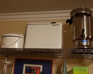 Food dehydrator, bread machine, and 50 cup coffee maker. All in perfect working order from a non-smoking home. No room anymore and the family has grown and moved away