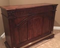 Small 2 Seater Bar with Brass Rail and Great Storage. Includes 2 Stools