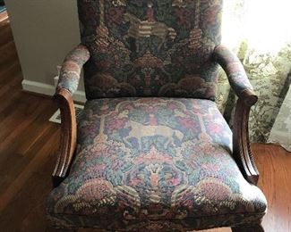 Tapestry claw foot occasional chair