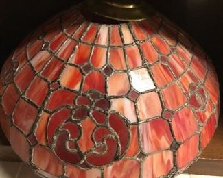 Antique leaded slag glass lamp shade 