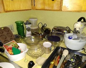 Kitchen:  Vintage Mixer, Toaster, Mixing Bowls, Cooking Stuff