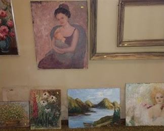 Basement Room Left:  Oil Paintings