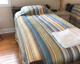 2 twin beds. can be bunk beds like new mattress
no boxsprings
headboards with shelf