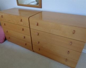 mid century queen bedroom set, pair chests