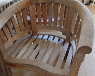teak patio set, 2 chairs & loveseat