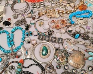 Sample of many lots of Estate Sterling Silver and Vintage costume jewelry
