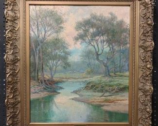 "Springtime" by Albany Artist D.C. Lithgow (frame) 35 3/4" tall x 31 1/2" long (canvas) 25 1/2" tall x 21 1/4" long