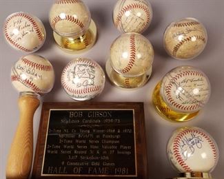 Vintage Baseballs and Plaque with Autographs
