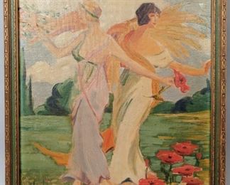 2 of 4 Seasons "Summer" Allegorical Paintings Signed Harry Reuben Reynolds