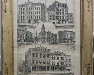 Views of Portions of Broadway Saratoga Springs Print. (frame) 16 7/8" long x 20" tall (sight view) 12 1/4" long x 15 1/4" tall