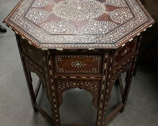 Octagonal Ornate Inlay Table 24" tall x 24" long x 24" wide