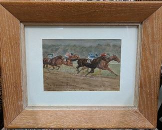 Original painting Saratoga Springs Racetrack Spinaway Stakes 1923
