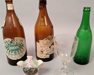 Many Vintage and Antique Spring Water Bottles and Saratoga Souvenirs 