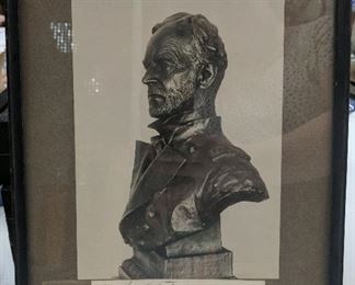 William Tecumseh Sherman Framed and Autographed portrait of bust