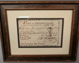 Declaration of Independence Signer Oliver Wolcott, 19th Governor of Connecticut document