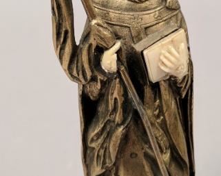 St. Wilfred of York Figurine, 7" tall, Bronze Dore