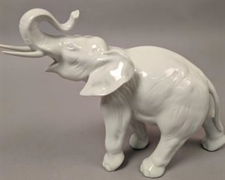 Early 20c Royal Dux Porcelain Figural Elephant Figurine 10" long x 8" tall