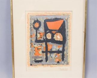 Roger Bissiere Framed Abstract Print. 17 3/4"