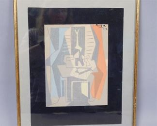 1946 Hand Colored Picasso Original Lithograph Table Before Window
