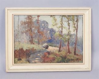 Jules Hirsch Original Landscape Oil Painting on Board. 16 1/2"
