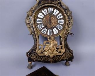 French Clock w Cherub Finial 25", needs restoration