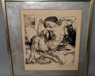 Arthur Brusenbauch 1919 Print Female Nude 22 1/8" x 22 1/8" 
