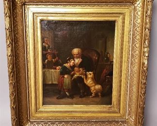 19th Century Continental School Oil Painting 19 1/4" x 21 1/4" 
